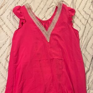 Pink half backless dress